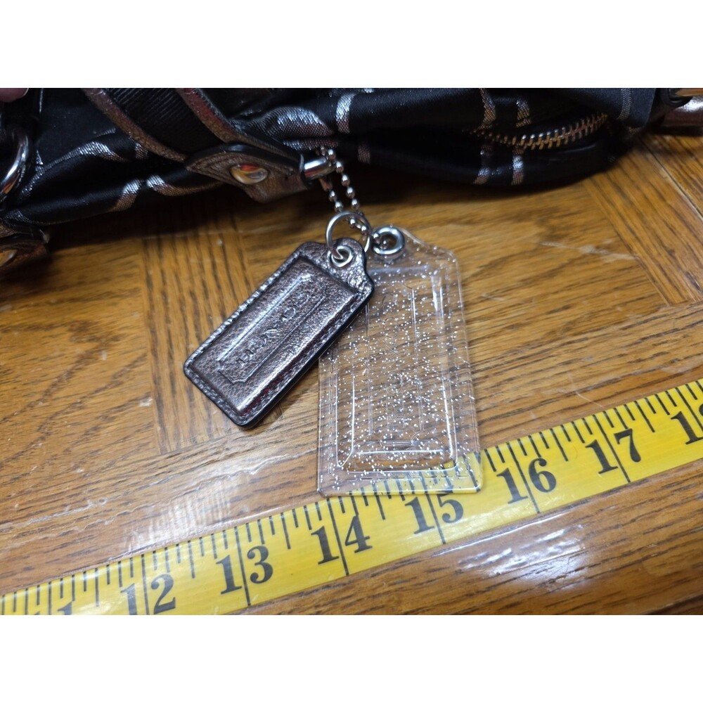 Coach Poppy Black & Silver Metallic Lurex Tote F14434 2 Hangtags - Picture 5 of 16
